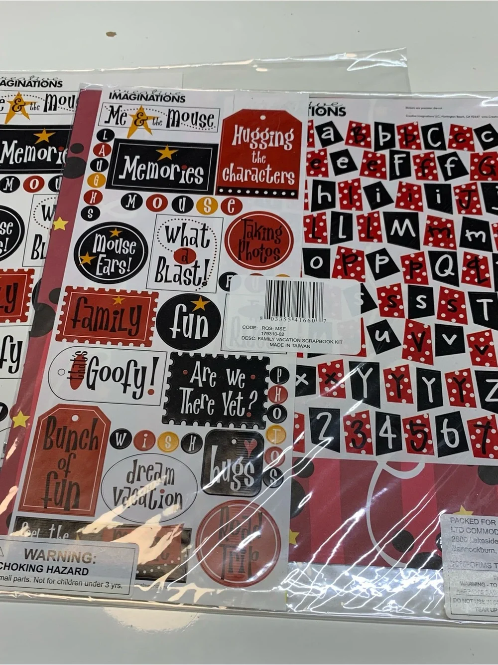 DISNEY SCRAPBOOK LOT 18 pc Paper Stickers NIP